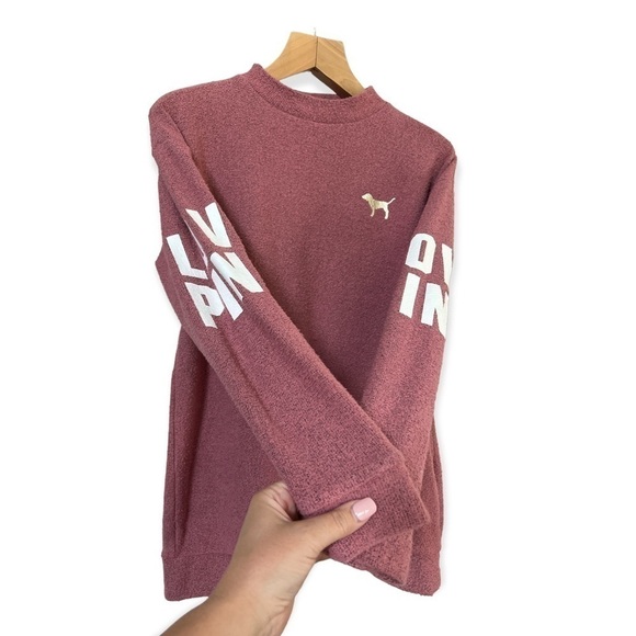 PINK Victoria’s Secret Dusty Rose Mock Neck Fuzzy Knit Sweatshirt, XS - Picture 4 of 8